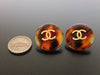 Authentic vintage Chanel earrings gold CC brown round