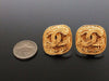 Authentic vintage Chanel earrings gold CC logo rectangle