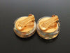 Authentic vintage Chanel earrings gold CC camellia heels plastic round