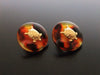 Authentic vintage Chanel earrings gold turtle brown plastic round
