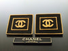 Authentic vintage Chanel earrings gold CC black quad large