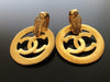 Authentic vintage Chanel earrings white swing CC large