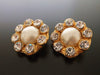 Authentic vintage Chanel earrings pearl rhinestone large