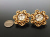 Authentic vintage Chanel earrings gold large rhinestone