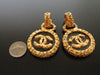 Authentic vintage Chanel earrings clear gold swing CC dangle huge