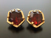 Authentic vintage Chanel earrings red plastic stone gold CC