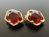 Authentic vintage Chanel earrings red plastic stone gold CC