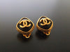 Authentic vintage Chanel earrings gold CC brown