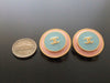 Authentic vintage Chanel earrings gold CC light pink blue round