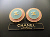 Authentic vintage Chanel earrings gold CC light pink blue round