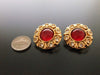 Authentic vintage Chanel earrings red glass stone rhinestone