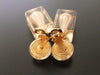Authentic vintage Chanel earrings gold CC pearl clear swing