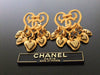 Authentic vintage Chanel earrings heart CC swing gold pearl large
