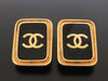 Authentic vintage Chanel earrings gold CC black quad