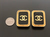 Authentic vintage Chanel earrings gold CC black quad