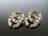 Authentic vintage Chanel earrings silver rhinestone CC small