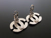 Authentic vintage Chanel earrings silver rhinestone CC small