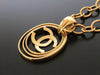Authentic vintage Chanel necklace chain choker gold CC 3 hoops pendant