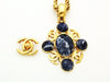 Authentic vintage Chanel necklace chain CC navy blue stone pendant