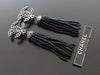 Authentic vintage Chanel earrings CC black beads fringe tassel dangle