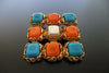 Authentic vintage Chanel pin brooch pearl & red light blue stone