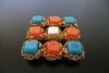 Authentic vintage Chanel pin brooch pearl & red light blue stone