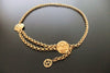 Authentic Vintage Chanel belt chain necklace gold CC pendant
