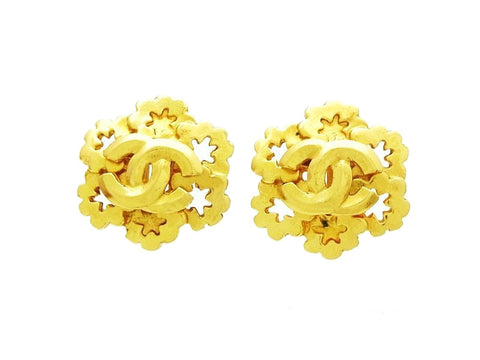 Vintage Chanel earrings gold CC jewelry Authentic