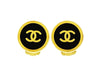 Vintage Chanel small earrings CC logo black round Authentic