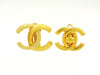 Vintage Chanel double C earrings white gold CC logo Authentic