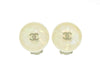 Vintage Chanel round earrings silver CC logo white plastic  Authentic