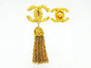 Vintage Chanel fringe earrings CC logo tassel