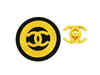 Vintage Chanel black earrings CC logo round