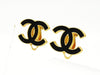 Vintage Chanel earrings black CC logo