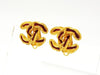 Vintage Chanel CC logo earrings red painted