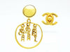 Vintage Chanel dangle earrings logo hoop