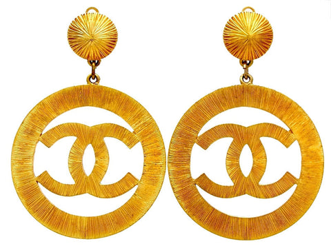 Vintage Chanel earrings CC logo hoop dangle Lady Gaga