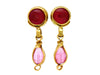 Vintage Chanel dangling earrings pink glass stone