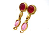 Vintage Chanel dangling earrings pink glass stone