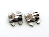 Vintage Chanel CC logo earrings black silver