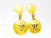 Vintage Chanel dangle earrings quilted CC logo round