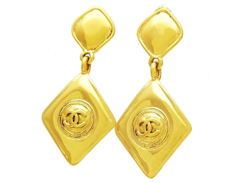 Vintage Chanel dangle earrings CC logo rhombus