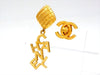 Chanel logo earrings dangle Authentic