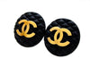 Vintage Chanel earrings Ashlee Simpson quilted black round CC logo