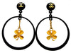 Vintage Chanel earrings black hoop clover dangle