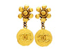 Vintage Chanel dangle earrings flower CC logo
