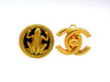 Vintage Chanel earrings frog CC logo black round