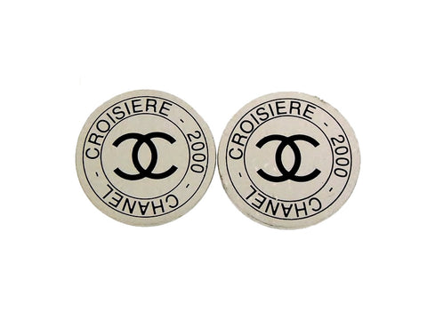 Vintage Chanel earrings CC logo metallic