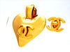 Vintage Chanel heart earrings CC logo dangle