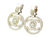 Vintage Chanel earrings turnlock CC logo round dangle silver
